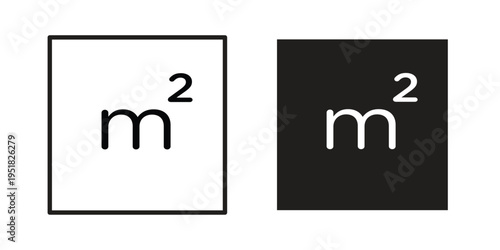 Square Meter icon. Black and White Vector Illustrations. line icon vector pictogram