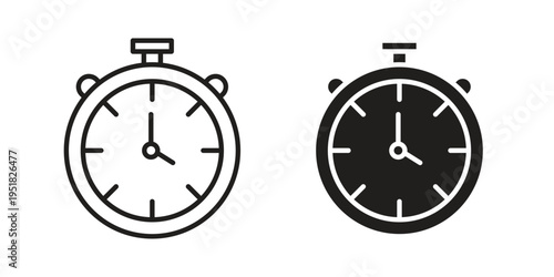 Stopwatch icon. Black and White Vector Illustrations. line icon vector pictogram