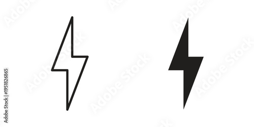 Thunder bolt icon. Black and White Vector Illustrations. line icon vector pictogram
