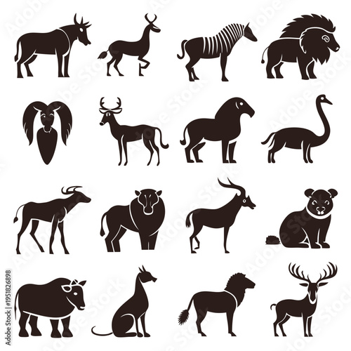 Collection of animal silhouettes featuring various wildlife icons