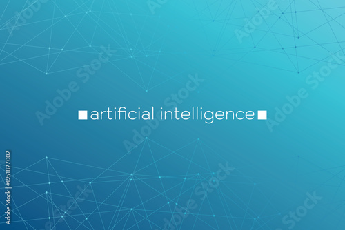 Artificial intelligence symbol. AI neural network digital brain machine deep learning processing big data analysis technology. Gradient vector illustration for business, future, presentation