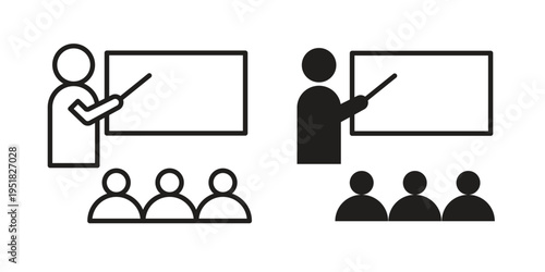 Training icon. Black and White Vector Illustrations. line icon vector pictogram
