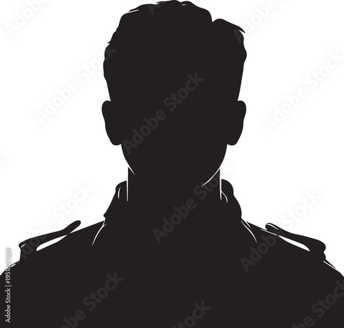 Hand Drawn Male Pilot Black and White Avatar Illustration in Minimal Line Art Style Design