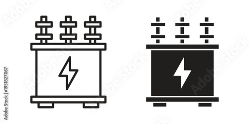 Transformer icon. Black and White Vector Illustrations. line icon vector pictogram