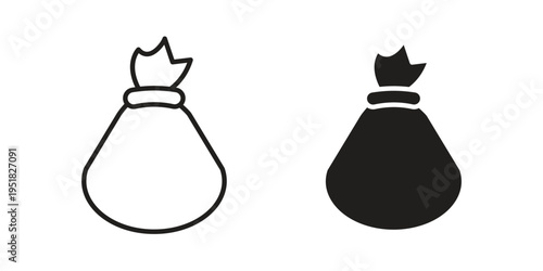 Trash bag icon. Black and White Vector Illustrations. line icon vector pictogram