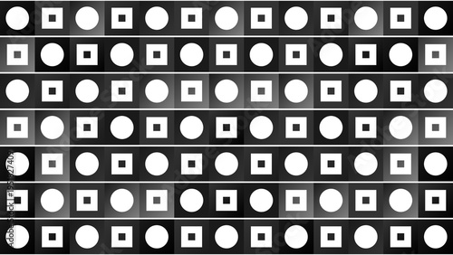 Grayscale Geometric Pattern of Circles and Squares vector illustration