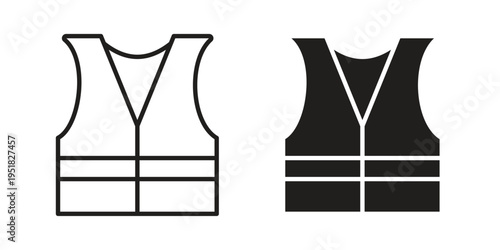 Vest jacket icon. Black and White Vector Illustrations. line icon vector pictogram