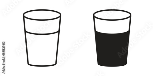 Water glass icon. Black and White Vector Illustrations. line icon vector pictogram
