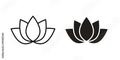 Water lily icon. Black and White Vector Illustrations. line icon vector pictogram