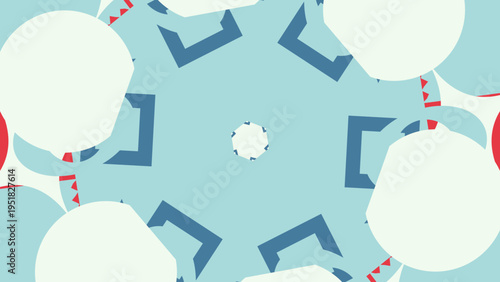 Geometric Kaleidoscope Pattern in Blue White and Red vector illustration
