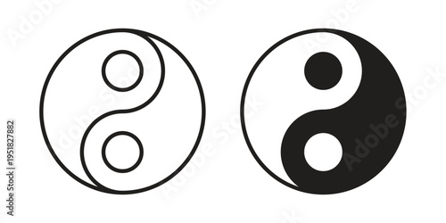 Yin yang icon. Black and White Vector Illustrations. line icon vector pictogram