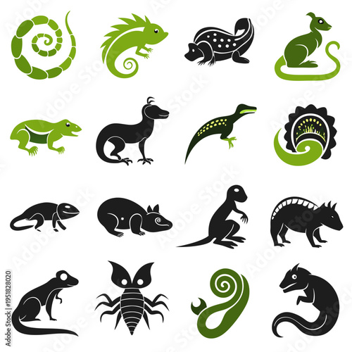 Vector Collection of Reptile and Insect Silhouettes
