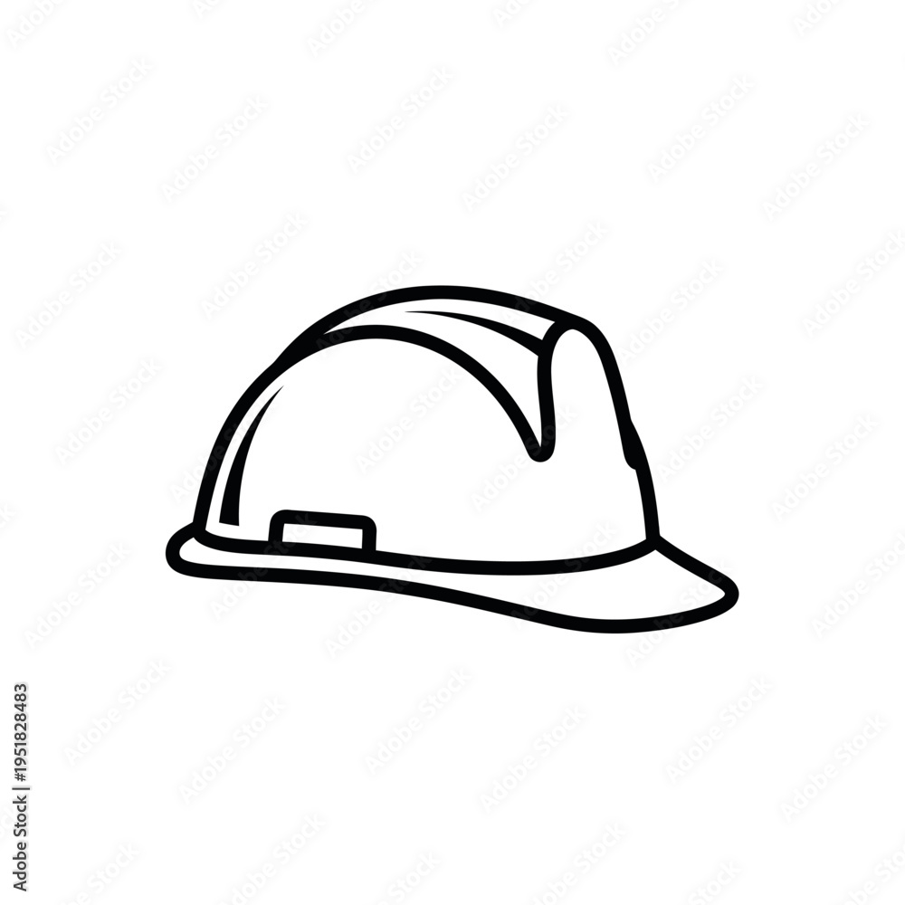Fototapeta premium Black outline icon of a safety hard hat