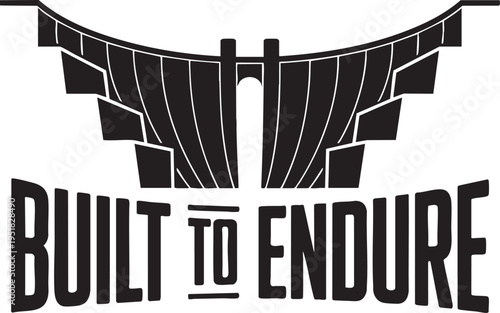 Iconic logo design featuring wings above text reading 'BUILT TO ENDURE' and additional typograp