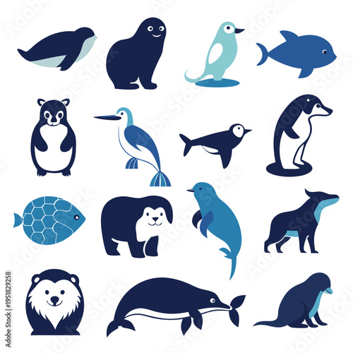 Cartoon animals graphic collection in vector format, flat design