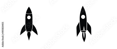 Rocket launch and spaceship silhouette icon featuring space shuttle for exploration mission business start up more vector illustration.