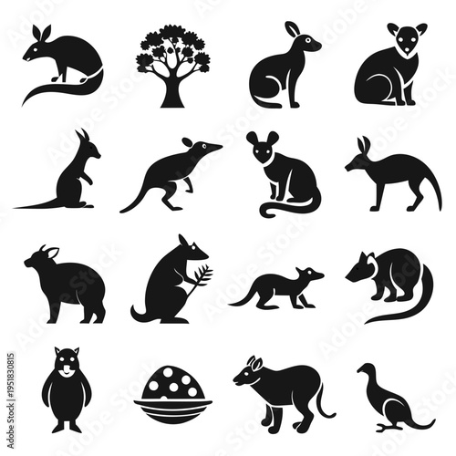 Black and White Animal Silhouette Vector Set Collection