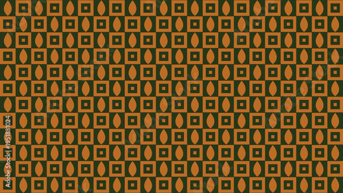 Retro Geometric Pattern with Orange Squares and Ovals vector illustration