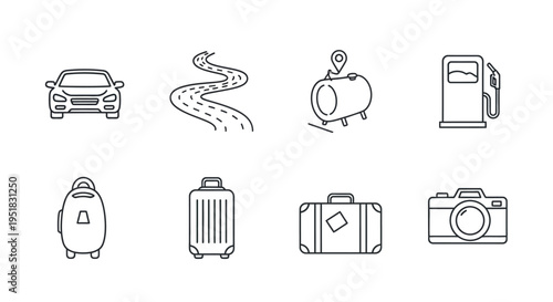Travel and tourism icons set.