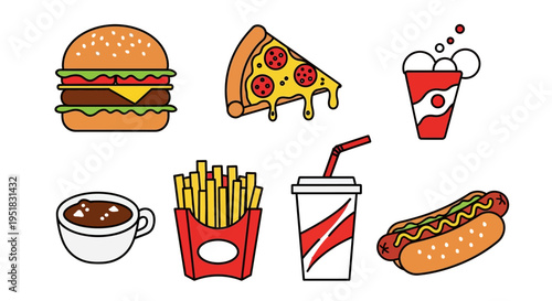 A variety of fast food icons.