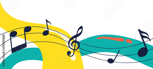 Abstract Music Notes Corner Illustration for Music Concert, Jazz Day Poster Promotion. Vector isolated