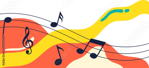 Abstract Music Notes Corner Illustration for Music Concert, Jazz Day Poster Promotion. Vector isolated