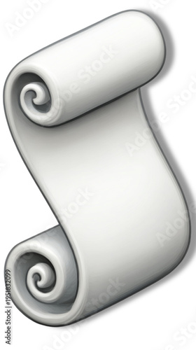 Blank white parchment scroll paper.