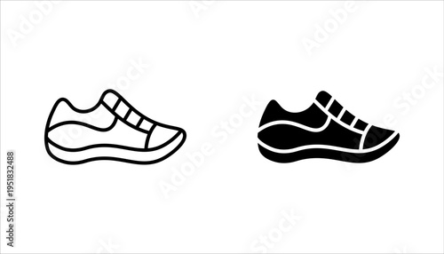 Casual Sporty Shoes Icon set, Running shoes icon, vector illustration on white background