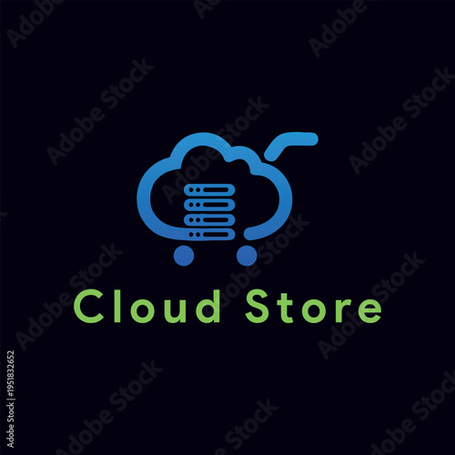 tech cloud store logo design vector