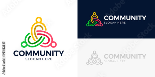 Creative community logo design. People family together human unity logo and team work design graphic vector illustration. Symbol, icon, creative.