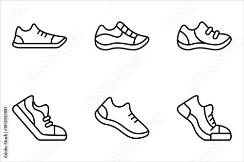 Casual Sporty Shoes Icon set, Running shoes icon, vector illustration on white background