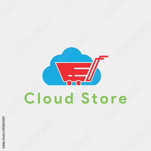 tech cloud store logo design vector