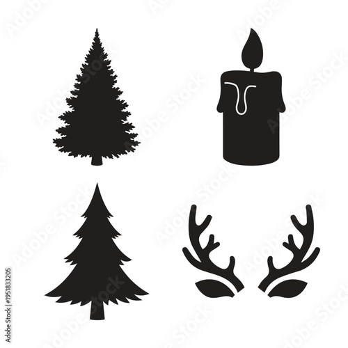 Minimalist Christmas Holiday Silhouette Icon Pack