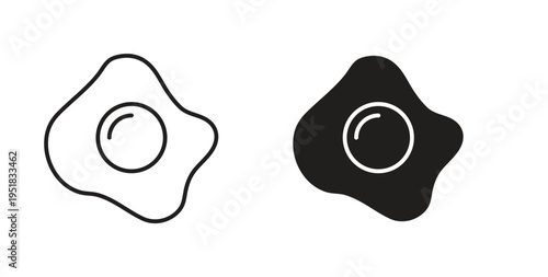 Egg fried icon in line design. Editable stroke icon.