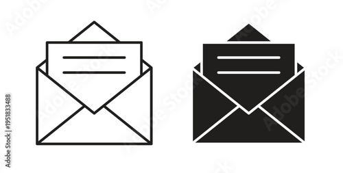 Envelope open icon in line design. Editable stroke icon.
