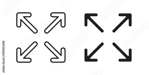 Expand icon in line design. Editable stroke icon.
