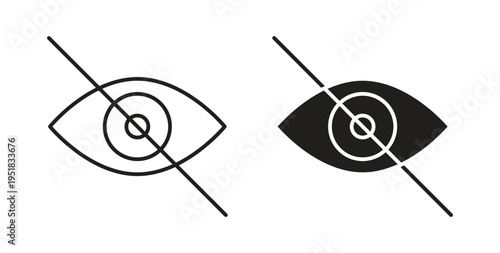 Eye crossed icon in line design. Editable stroke icon.