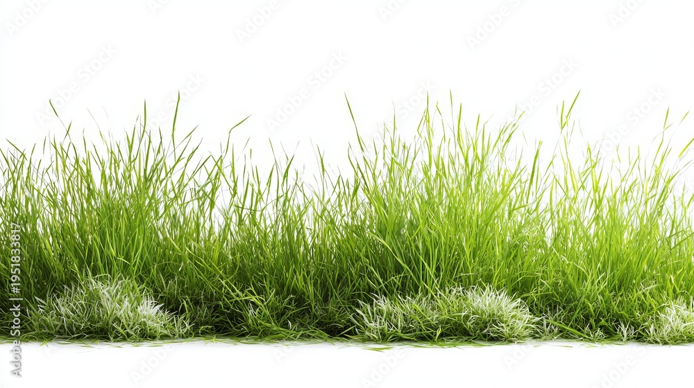 Fototapeta premium Green grass grows on white.