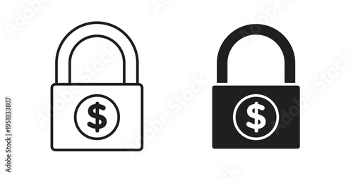 Fixed price icon in line design. Editable stroke icon.