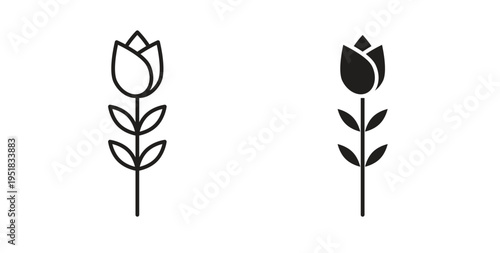 Flower tulip icon in line design. Editable stroke icon.