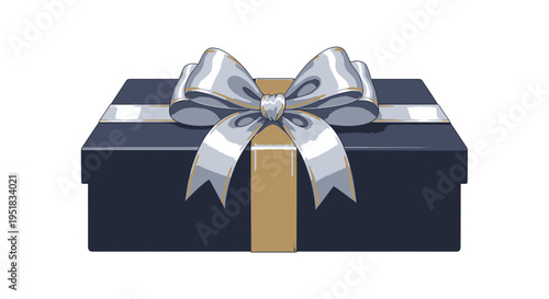 Elegant Gift Box with Silver Ribbon, Celebration Present