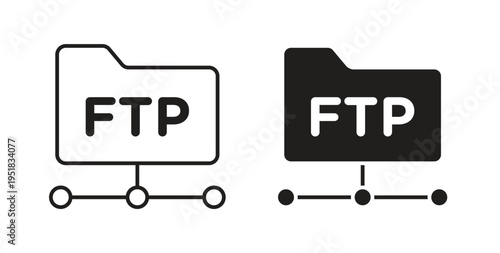 FTP icon in line design. Editable stroke icon.