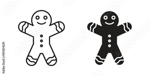 Gingerbread man icon in line design. Editable stroke icon.