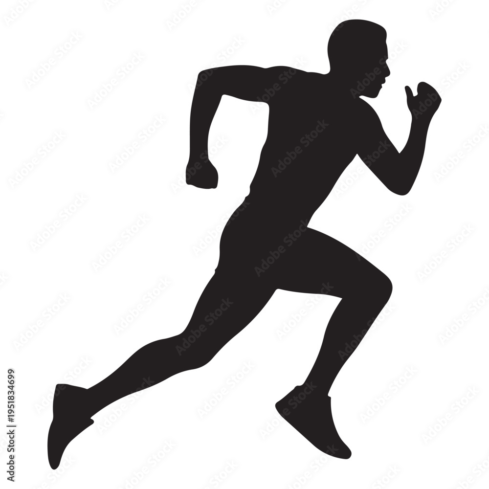 Obraz premium A dynamic image of a male runner in mid stride powerfully captured in silhouette