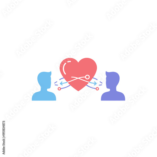 Communication difficulties between two people regarding a heart.