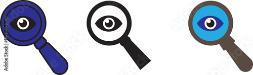 Eye icon. View icon. Sneak peek. Spying, spy, watch.