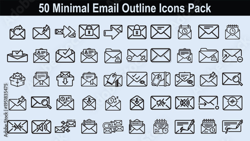 Minimal email outline icons pack for communication and messaging