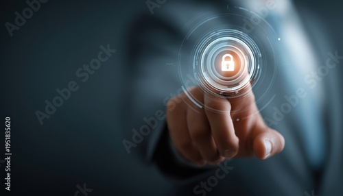 Businessman Engaging Privacy Mode On Virtual Screens In The Fields Of Business, Technology, Internet And Networking.