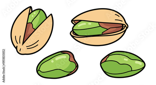 Pistachio Nuts Cartoon Style