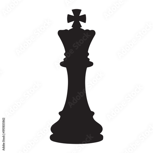 A striking black chess king stands prominently against a white background a regal silhouette
